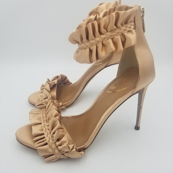 Sam Edelman Sawyer Satin Ruffle Ankle Strap Heels, Rosa Blush, Women's 6.5 - Picture 6 of 16